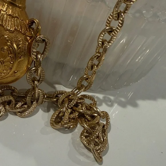 Scheilan Firenze 1980 Vintage Perfume Bottle Style Crystal Pendant Necklace